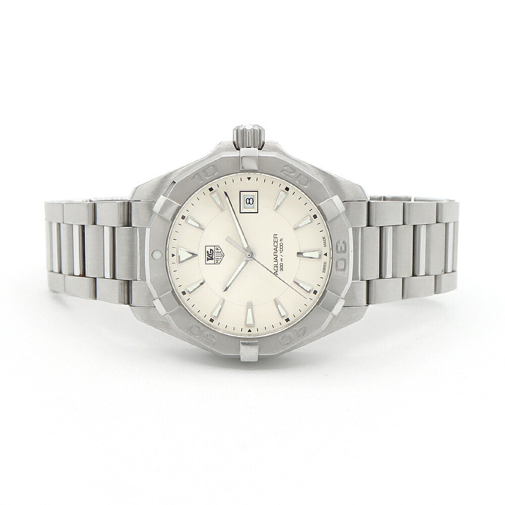 電池交換済 TAG Heuer タグホイヤー アクアレーサー WAY1111 デイト 300m防水 シルバー SS ステンレス メンズ クォーツ【6ヶ月保証】【腕時計】【中古】