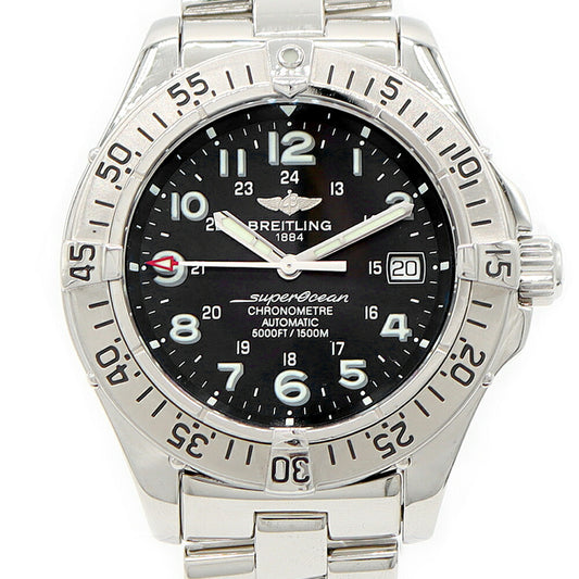 Internally inspected BREITLING Super Ocean A17360 Date 1500m Water Resistant Black SS Stainless Steel Men's Automatic Winding [6 Month Warranty] [Watch] [Used]