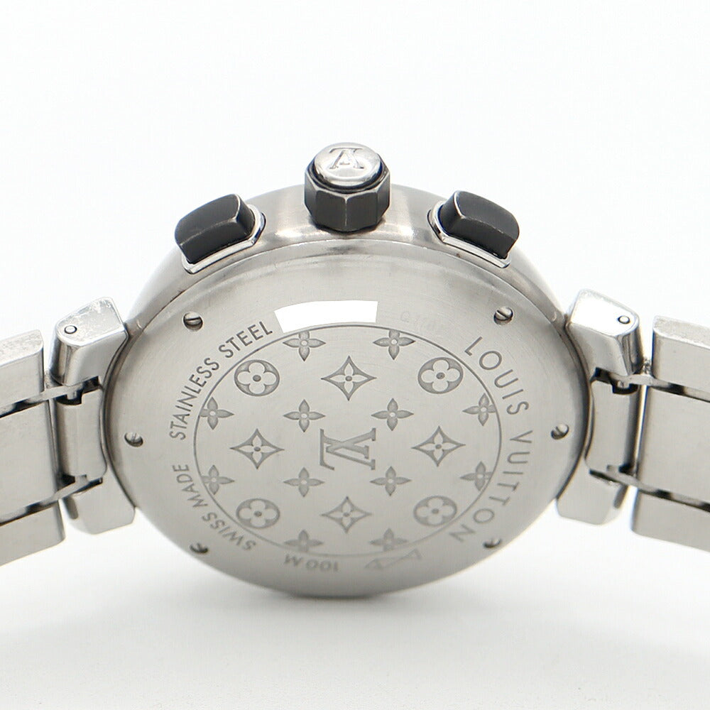 Battery replaced LOUIS VUITTON Tambour Inblack Q118F Chronograph Date 100m Water Resistant Black SS Stainless Steel Men's Digiana Quartz [6 Month Warranty] [Watch] [Used]