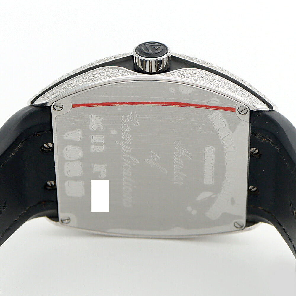 FRANCK MULLER フランクミュラー ヴァンガード ダイヤベゼル ダイヤ文字盤 V45SCDT ACNR ダイヤモンド デイト SS ステンレス 純正ベルト 純正バックル尾錠 アフターダイヤ メンズ 自動巻き【6ヶ月保証】【中古】【腕時計】