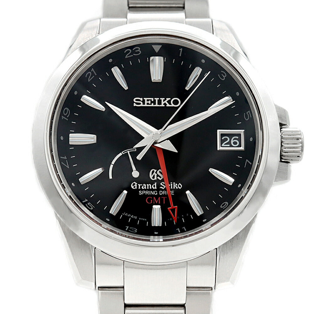 SEIKO セイコー グランドセイコー GS スプリングドライブ GMT 9R66-0AE0 SBGE013 パワーリザーブ デイト 黒 ブラック SS ステンレス メンズ 自動巻き【6ヶ月保証】【腕時計】【中古】