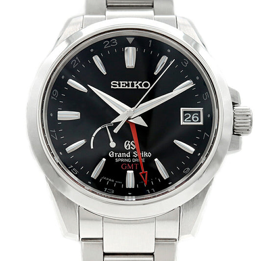 SEIKO Grand Seiko GS Spring Drive GMT 9R66-0AE0 SBGE013 Power Reserve Date Black SS Stainless Steel Men's Automatic Winding [6 Month Warranty] [Watch] [Used]