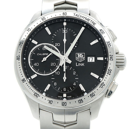 内部点検済 TAG Heuer タグホイヤー リンク キャリバー16 クロノグラフ CAT2010 100m防水 デイト 黒 ブラック SS ステンレス メンズ 自動巻き【6ヶ月保証】【腕時計】【中古】