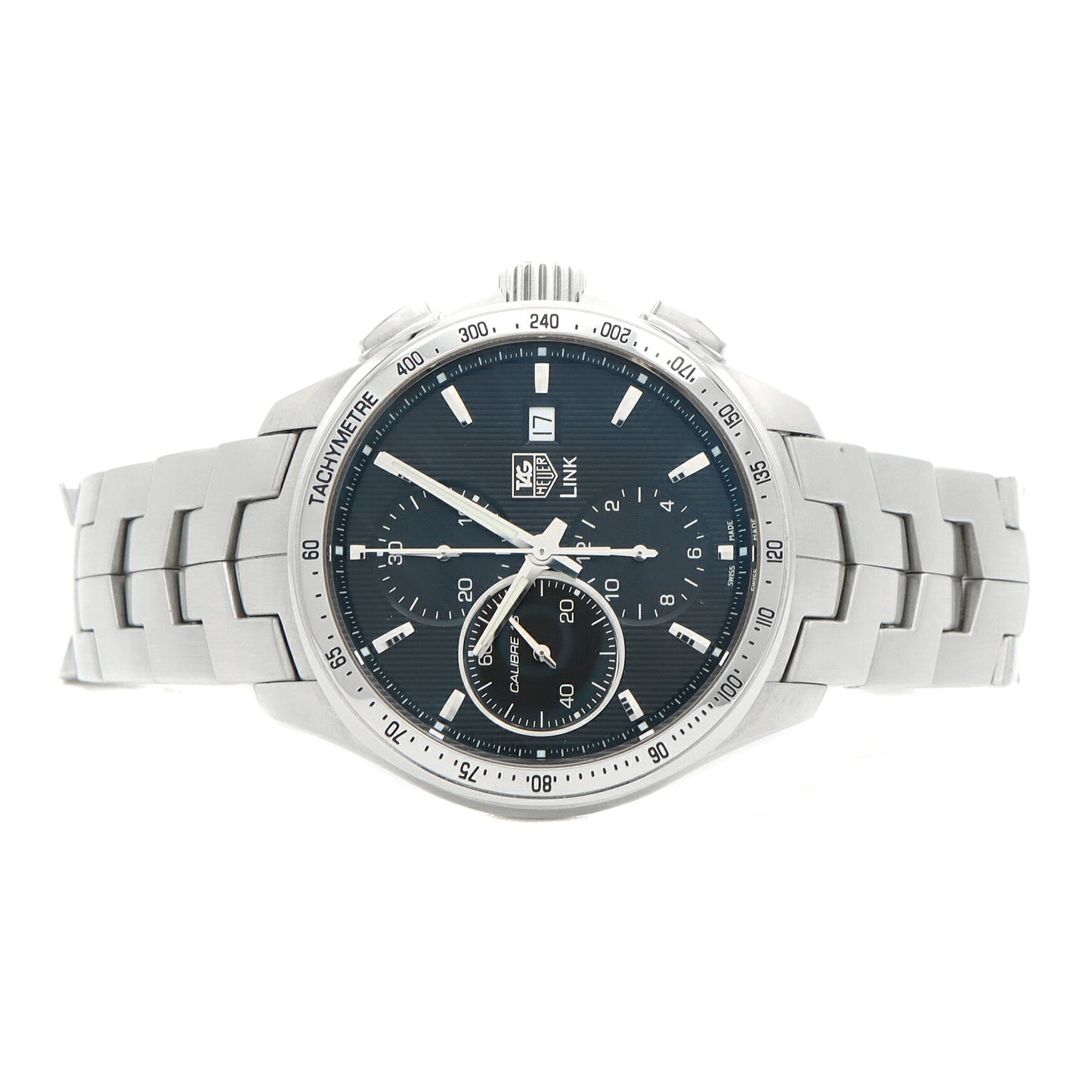 内部点検済 TAG Heuer タグホイヤー リンク キャリバー16 クロノグラフ CAT2010 100m防水 デイト 黒 ブラック SS ステンレス メンズ 自動巻き【6ヶ月保証】【腕時計】【中古】