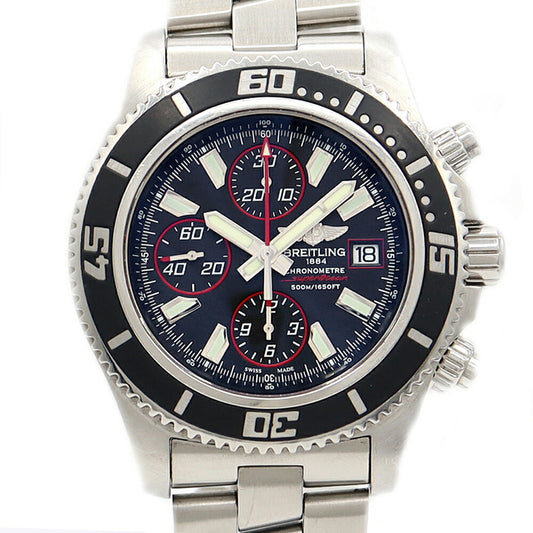 BREITLING ブライトリング スーパーオーシャン クロノグラフ A13341 デイト 500m防水 黒 ブラック SS ステンレス メンズ 自動巻き【6ヶ月保証】【腕時計】【中古】