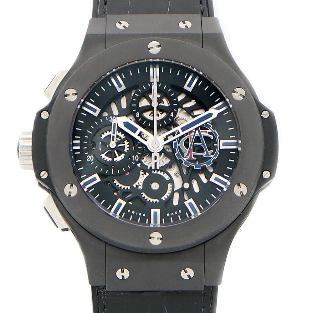 Internally inspected HUBLOT Aerovan Drive Chronograph Limited to 250 pieces worldwide 310G.CI.1170.GR.ACF09 Back Skelton Black Black Skeleton CE Ceramic Ti Titanium Men's Automatic Winding [6 Month Warranty] [Watch] [Used]