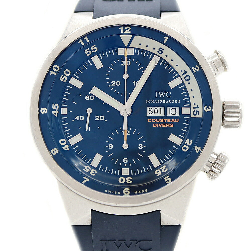 IWC International Watch Company Aquatimer Chronograph Cust Diver Limited to 2500 pieces IW378201 Day Date Navy SS Stainless Steel Genuine Belt Genuine Buckle Men's Automatic Winding [6 Month Warranty] [Watch] [Used]
