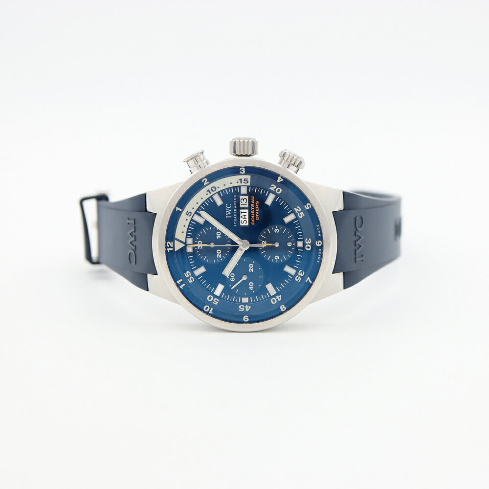 IWC International Watch Company Aquatimer Chronograph Cust Diver Limited to 2500 pieces IW378201 Day Date Navy SS Stainless Steel Genuine Belt Genuine Buckle Men's Automatic Winding [6 Month Warranty] [Watch] [Used]