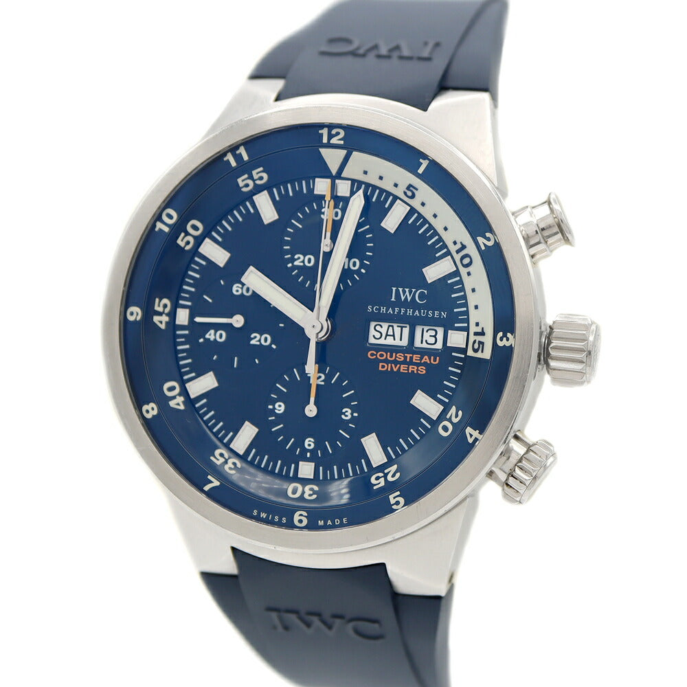 IWC International Watch Company Aquatimer Chronograph Cust Diver Limited to 2500 pieces IW378201 Day Date Navy SS Stainless Steel Genuine Belt Genuine Buckle Men's Automatic Winding [6 Month Warranty] [Watch] [Used]