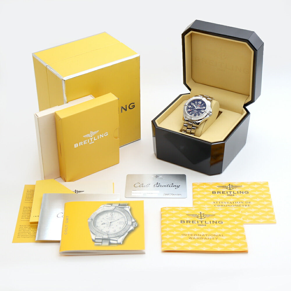 内部点検済 BREITLING ブライトリング コルト GMT A32350 デイト 500m防水 黒 ブラック SS ステンレス メンズ 自動巻き【6ヶ月保証】【腕時計】【中古】