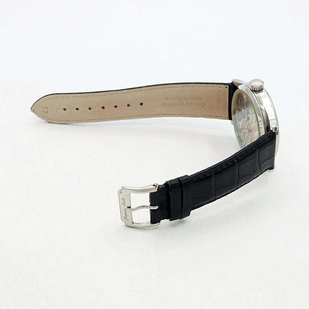 内部点検済 Jacques Etoile ジャッケエトアール ユニタス 6498 6498SW スケルトン SS ステンレス 純正ベルト 純正尾錠 メンズ 手巻き【6ヶ月保証】【腕時計】【中古】