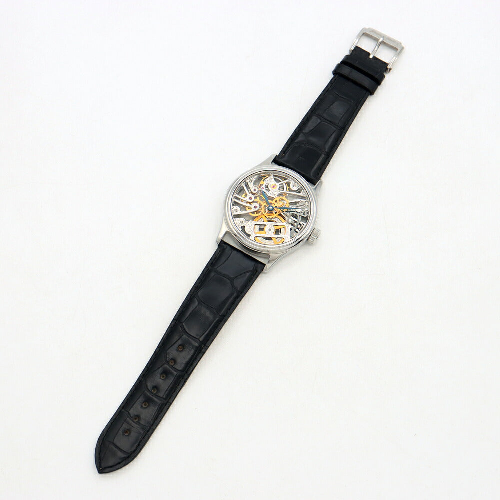 内部点検済 Jacques Etoile ジャッケエトアール ユニタス 6498 6498SW スケルトン SS ステンレス 純正ベルト 純正尾錠 メンズ 手巻き【6ヶ月保証】【腕時計】【中古】