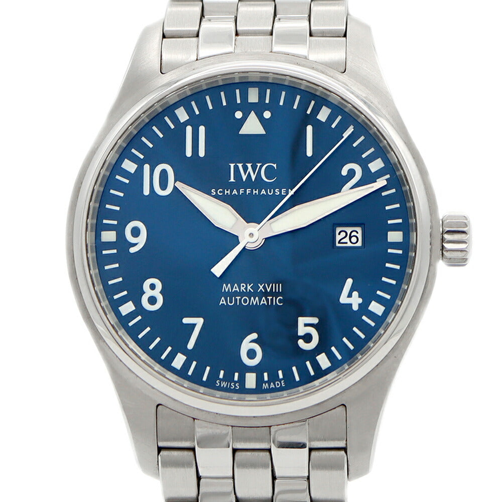 内部点検済 IWC インターナショナルウォッチカンパニー パイロットウォッチ マークXVIII IW327011 デイト 60m防水 ネイビー SS ステンレス メンズ 自動巻き マーク18【6ヶ月保証】【腕時計】【中古】
