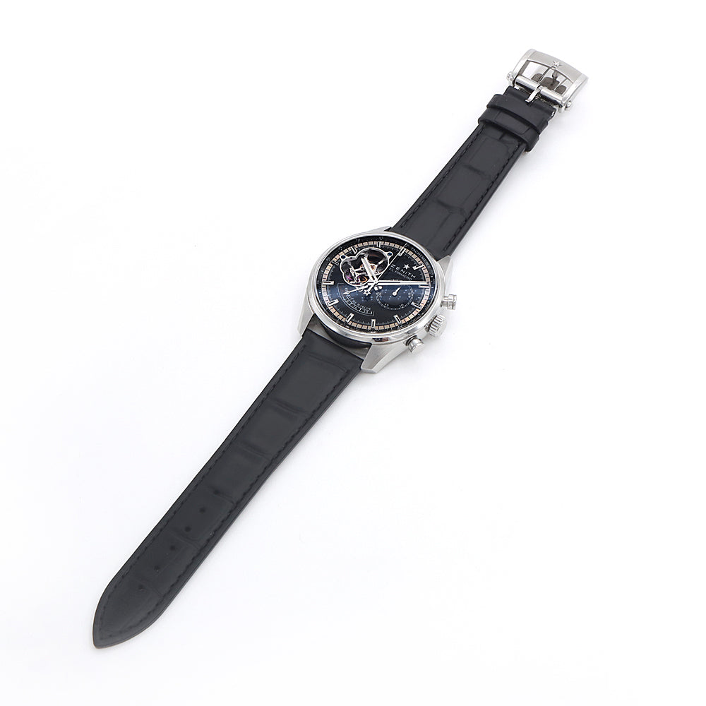 ZENITH El Primero Chronomaster Open Power Reserve 03.2080.4021 Chronograph 100m Water Resistant Back Sketch Black SS Stainless Steel Genuine Belt Genuine Buckle Men's Automatic Winding [6 Month Warranty] [Watch] [Used]