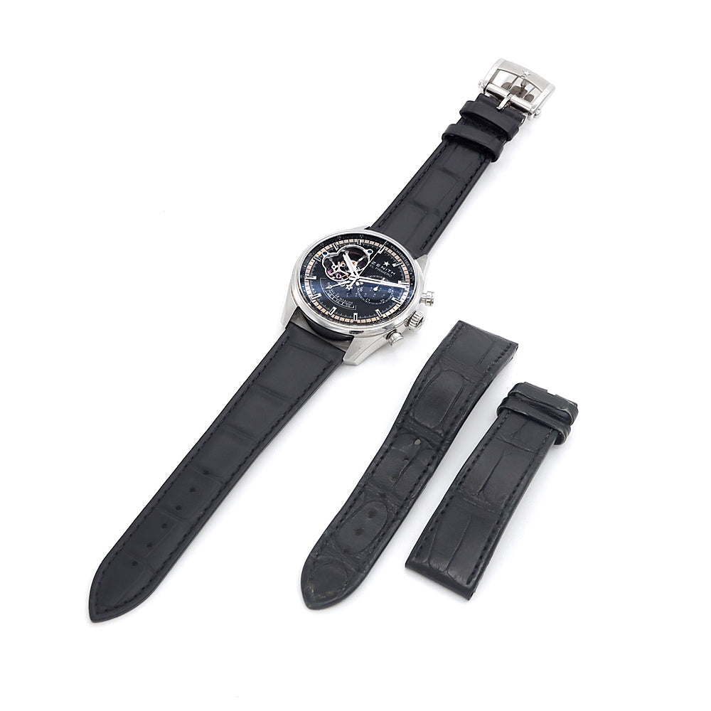 ZENITH El Primero Chronomaster Open Power Reserve 03.2080.4021 Chronograph 100m Water Resistant Back Sketch Black SS Stainless Steel Genuine Belt Genuine Buckle Men's Automatic Winding [6 Month Warranty] [Watch] [Used]