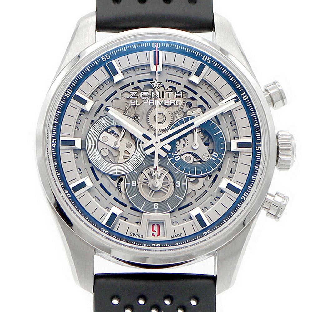 ZENITH El Primero Chronomaster Full Open 03.2081.400 Chronograph Back Sketch 100m Water Resistant Date Skeleton SS Stainless Steel Genuine Belt Genuine Buckle Men's Automatic Winding [6 Month Warranty] [Watch] [Used]