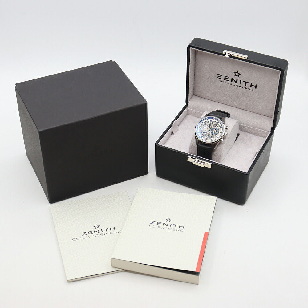 ZENITH El Primero Chronomaster Full Open 03.2081.400 Chronograph Back Sketch 100m Water Resistant Date Skeleton SS Stainless Steel Genuine Belt Genuine Buckle Men's Automatic Winding [6 Month Warranty] [Watch] [Used]