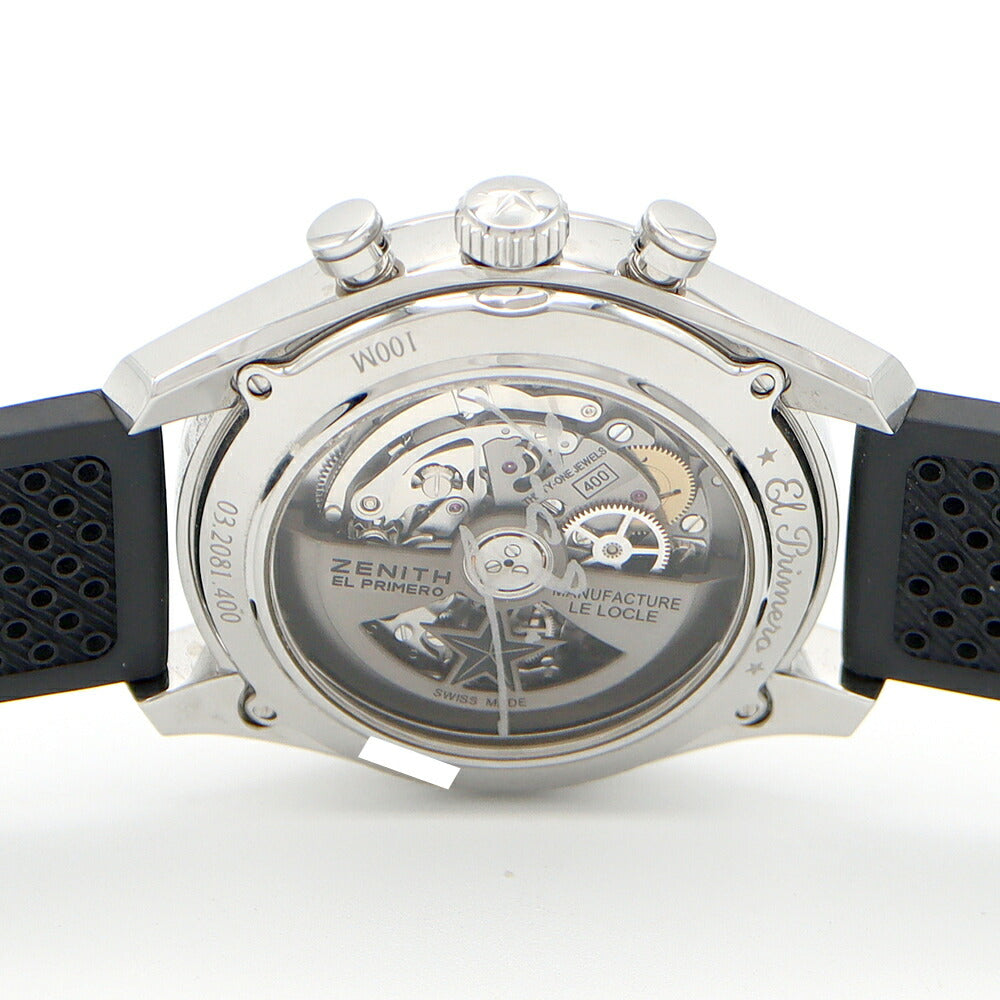 ZENITH El Primero Chronomaster Full Open 03.2081.400 Chronograph Back Sketch 100m Water Resistant Date Skeleton SS Stainless Steel Genuine Belt Genuine Buckle Men's Automatic Winding [6 Month Warranty] [Watch] [Used]