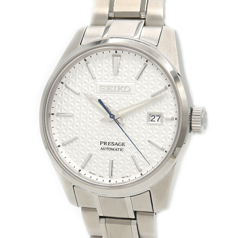 SEIKO セイコー プレザージュ シャープエッジドシリーズ 6R35-00V0 デイト 100m防水 裏スケ シルバー SS ステンレス メンズ 自動巻き【6ヶ月保証】【腕時計】【中古】