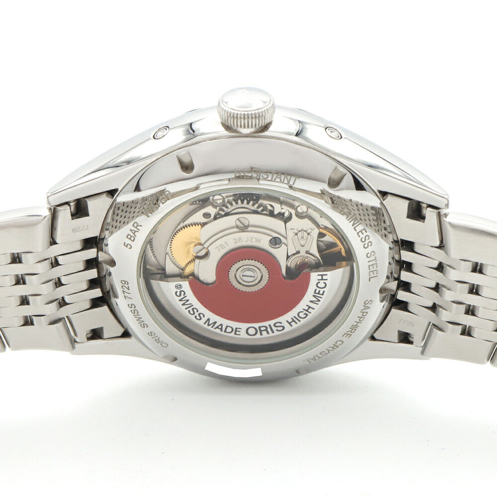 ORIS オリス アートリエ コンプリケーション 01 781 7729 ムーンフェイズ デイデイト GMT 裏スケ 50m防水 シルバー SS ステンレス メンズ 自動巻き【6ヶ月保証】【腕時計】【中古】