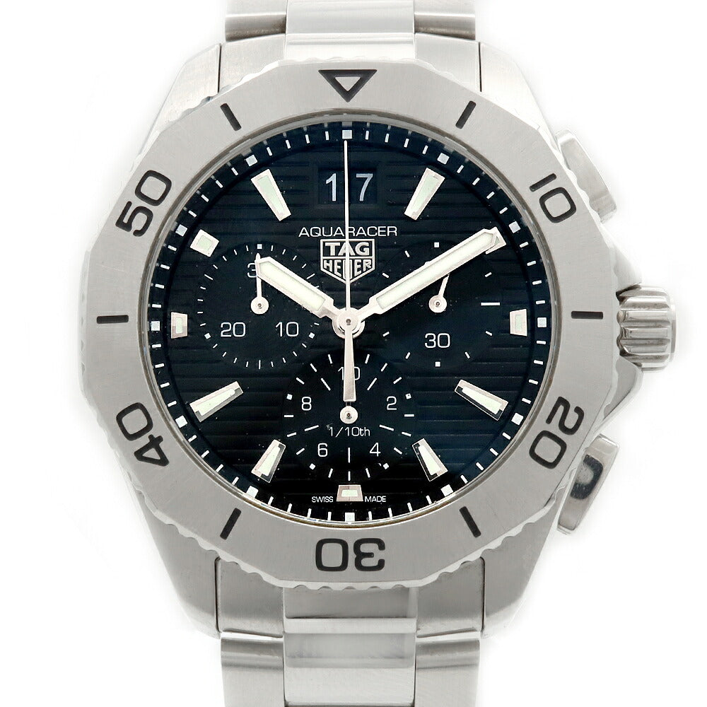 電池交換済 TAG Heuer タグホイヤー アクアレーサー プロフェッショナル200 CBP1110 クロノグラフ デイト 200m防水 黒 ブラック SS ステンレス メンズ クォーツ【6ヶ月保証】【腕時計】【中古】