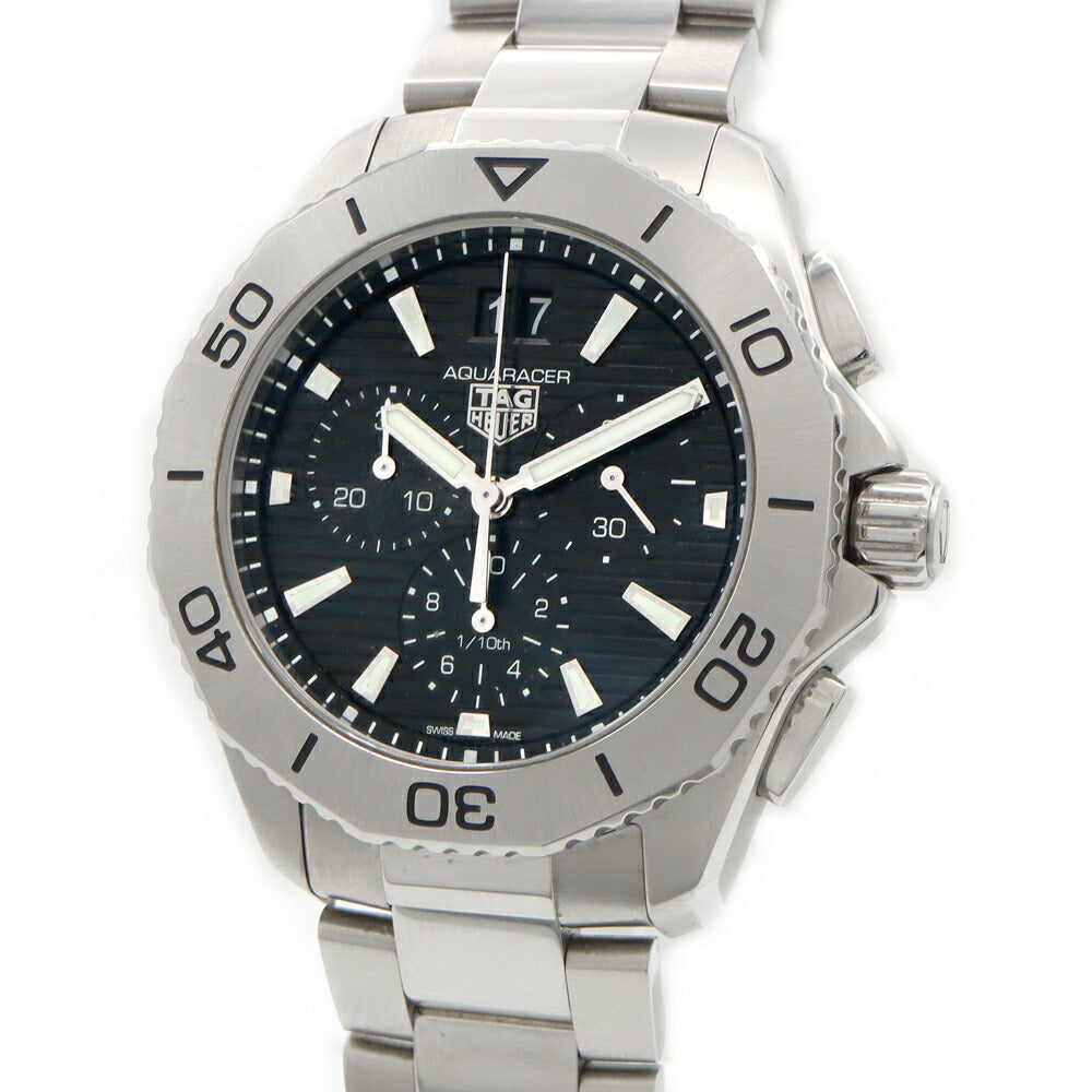 電池交換済 TAG Heuer タグホイヤー アクアレーサー プロフェッショナル200 CBP1110 クロノグラフ デイト 200m防水 黒 ブラック SS ステンレス メンズ クォーツ【6ヶ月保証】【腕時計】【中古】