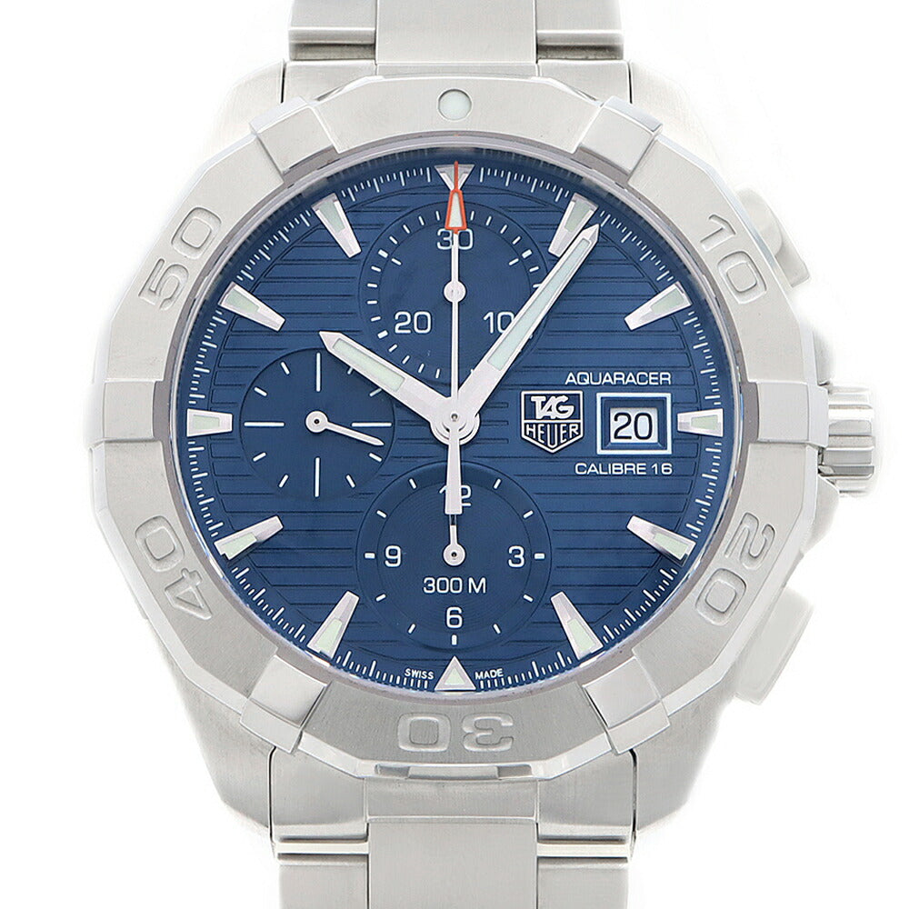 TAG Heuer タグホイヤー アクアレーサー キャリバー16 クロノグラフ CAY2112 BA0927 デイト 300m防水 青 ブルー SS ステンレス メンズ 自動巻き【6ヶ月保証】【腕時計】【中古】
