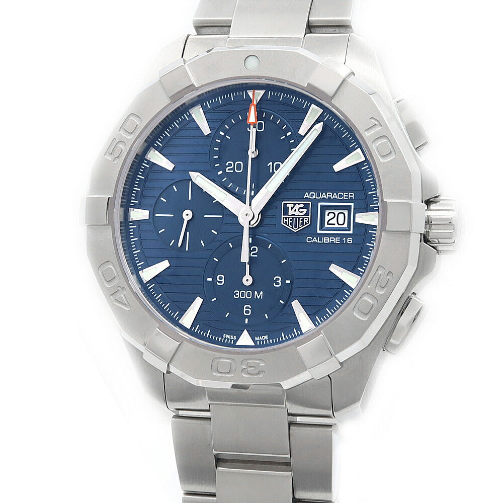 TAG Heuer タグホイヤー アクアレーサー キャリバー16 クロノグラフ CAY2112 BA0927 デイト 300m防水 青 ブルー SS ステンレス メンズ 自動巻き【6ヶ月保証】【腕時計】【中古】
