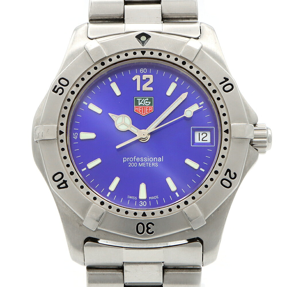 電池交換済 TAG Heuer タグホイヤー 2000シリーズ プロフェッショナル WK1116 デイト 200m防水 青 ブルー SS ステンレス メンズ クォーツ【6ヶ月保証】【腕時計】【中古】