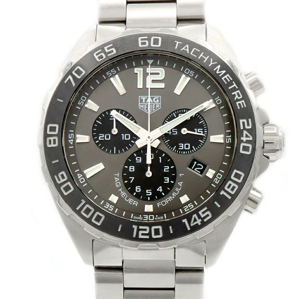 電池交換済 TAG Heuer タグホイヤー フォーミュラ1 クロノグラフ CAZ1011 BA0842 200m防水 デイト グレー SS ステンレス CE セラミック メンズ クォーツ フォーミュラー1【6ヶ月保証】【腕時計】【中古】