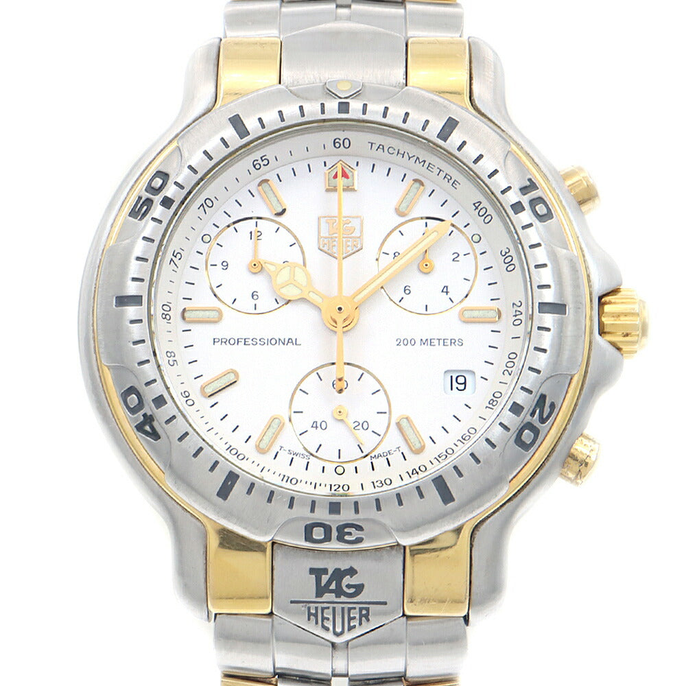 TAG Heuer タグホイヤー 6000シリーズ クロノグラフ CH1150 デイト 200m防水 白 ホワイト SS ステンレス K18YG イエローゴールド コンビ メンズ 自動巻き【6ヶ月保証】【腕時計】【中古】
