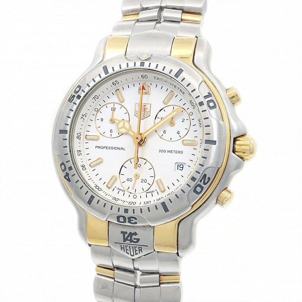 TAG Heuer タグホイヤー 6000シリーズ クロノグラフ CH1150 デイト 200m防水 白 ホワイト SS ステンレス K18YG イエローゴールド コンビ メンズ 自動巻き【6ヶ月保証】【腕時計】【中古】