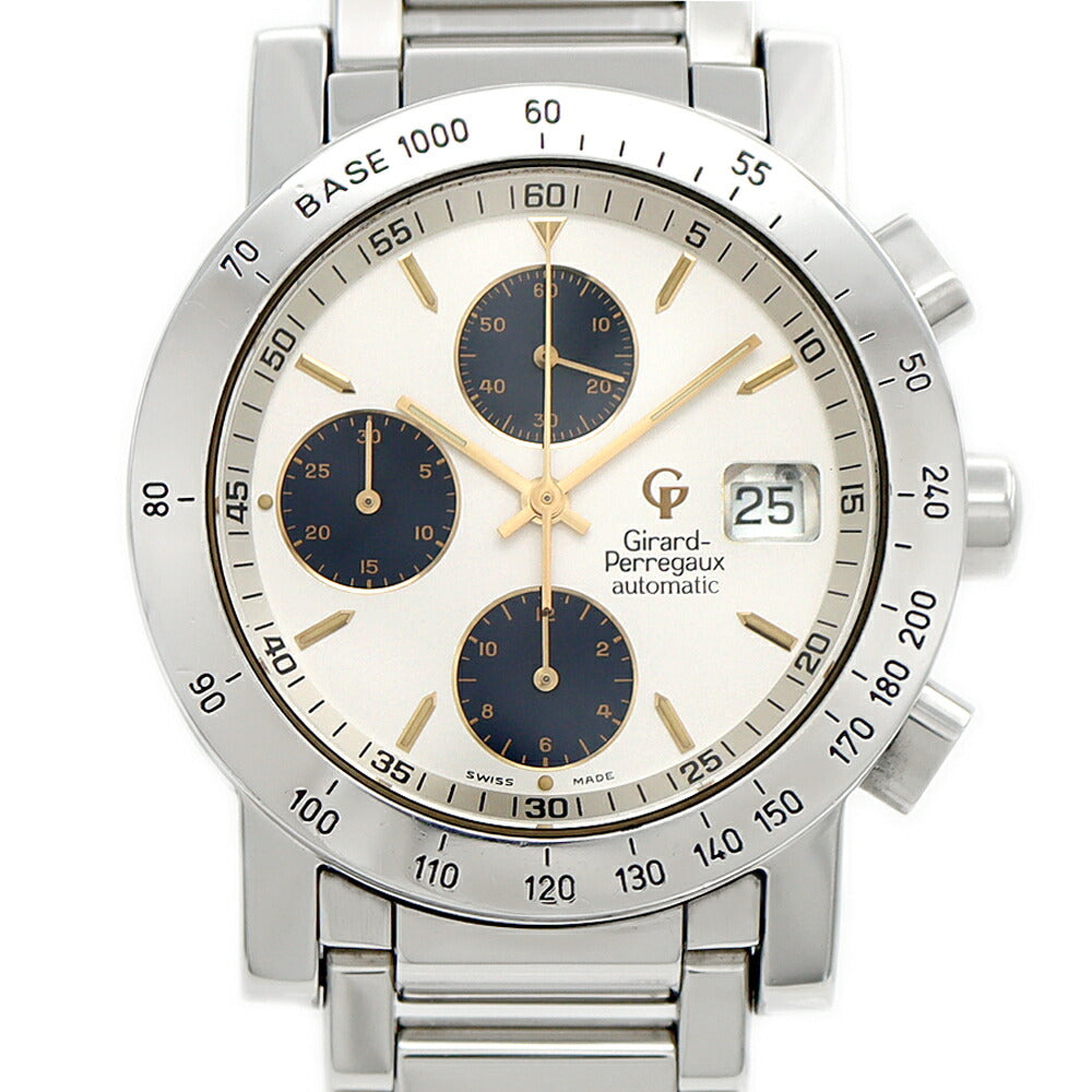 GIRARD PERREGAUX ジラールペルゴ GP7000 クロノグラフ 7000 デイト 50m防水 シルバー SS ステンレス メンズ 自動巻き【6ヶ月保証】【腕時計】【中古】