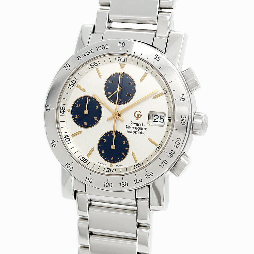 GIRARD PERREGAUX ジラールペルゴ GP7000 クロノグラフ 7000 デイト 50m防水 シルバー SS ステンレス メンズ 自動巻き【6ヶ月保証】【腕時計】【中古】