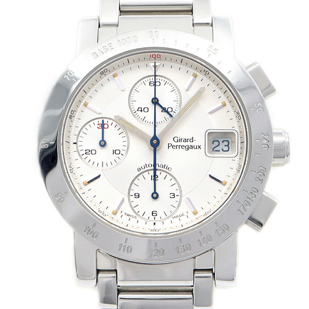 GIRARD PERREGAUX ジラールペルゴ GP7500 クロノグラフ 7500 30ｍ防水 デイト シルバー SS ステンレス メンズ 自動巻き GP【6ヶ月保証】【腕時計】【中古】