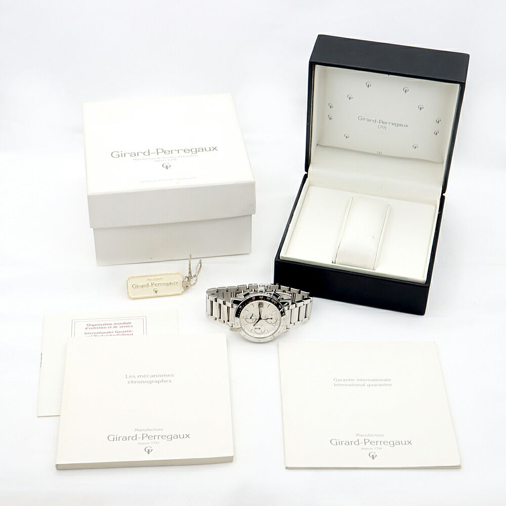 GIRARD PERREGAUX ジラールペルゴ GP7500 クロノグラフ 7500 30ｍ防水 デイト シルバー SS ステンレス メンズ 自動巻き GP【6ヶ月保証】【腕時計】【中古】