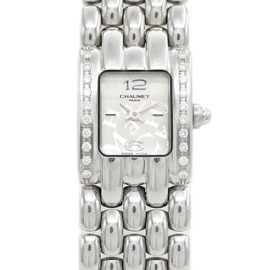 Battery replaced CHAUMET Chaumet Diamond Bezel Diamond Logo Dial White SS Stainless Steel Ladies Quartz [6 Month Warranty] [Watch] [Used]
