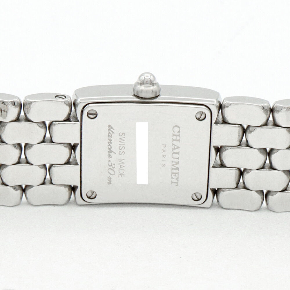 電池交換済 CHAUMET ショーメ ケイシス ダイヤベゼル ダイヤモンド ロゴ文字盤 白 ホワイト SS ステンレス レディース クォーツ【6ヶ月保証】【腕時計】【中古】
