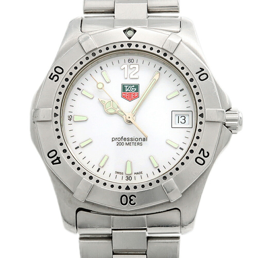 電池交換済 TAG Heuer タグホイヤー 2000シリーズ プロフェッショナル WK1111 デイト 200ｍ防水 白 ホワイト SS ステンレス メンズ クォーツ【6ヶ月保証】【腕時計】【中古】