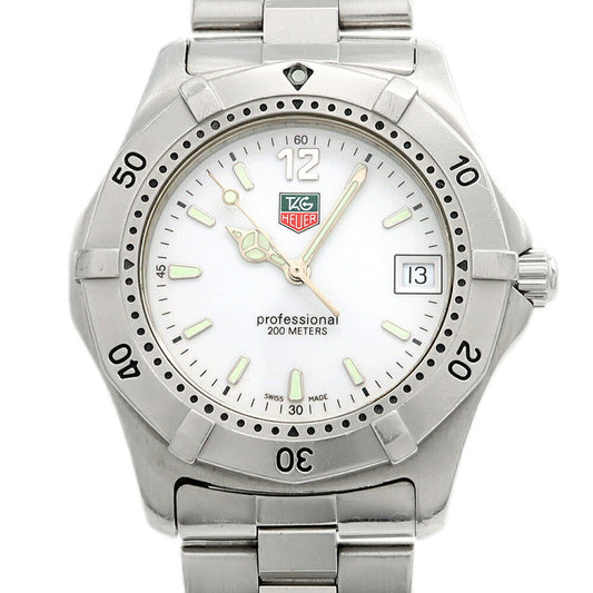 Battery replaced TAG Heuer 2000 Series Professional WK1111 Date 200m Waterproof White White SS Stainless Steel Men's Quartz [6 Month Warranty] [Watch] [Used]