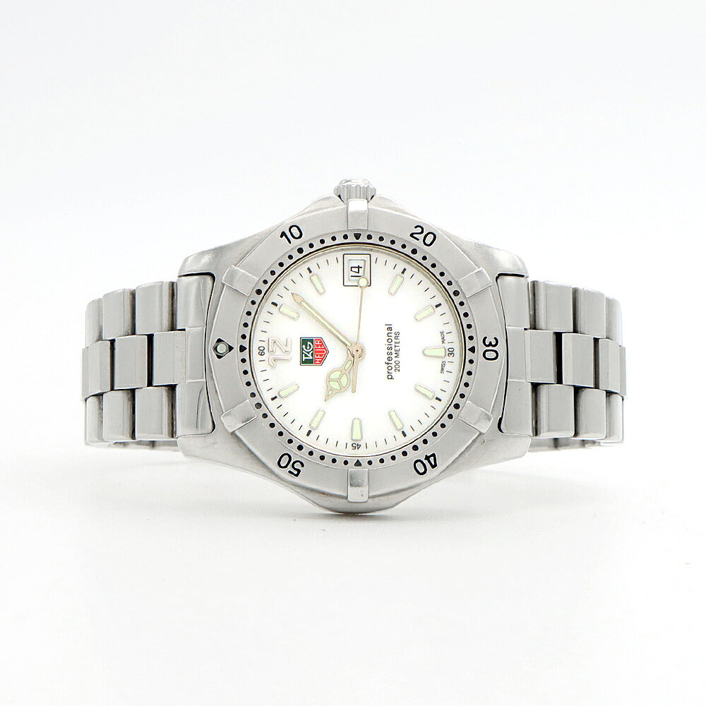電池交換済 TAG Heuer タグホイヤー 2000シリーズ プロフェッショナル WK1111 デイト 200ｍ防水 白 ホワイト SS ステンレス メンズ クォーツ【6ヶ月保証】【腕時計】【中古】