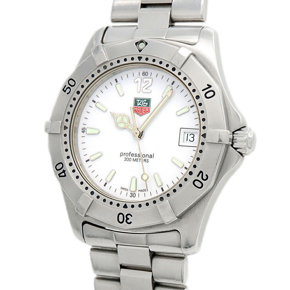 電池交換済 TAG Heuer タグホイヤー 2000シリーズ プロフェッショナル WK1111 デイト 200ｍ防水 白 ホワイト SS ステンレス メンズ クォーツ【6ヶ月保証】【腕時計】【中古】