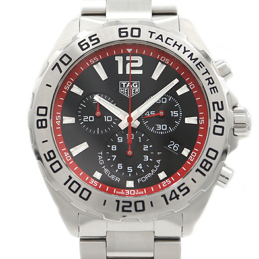 電池交換済 TAG Heuer タグホイヤー フォーミュラ1 クロノグラフ CAZ101Y 200m防水 デイト 黒 ブラック SS ステンレス メンズ クォーツ フォーミュラー1【6ヶ月保証】【腕時計】【中古】