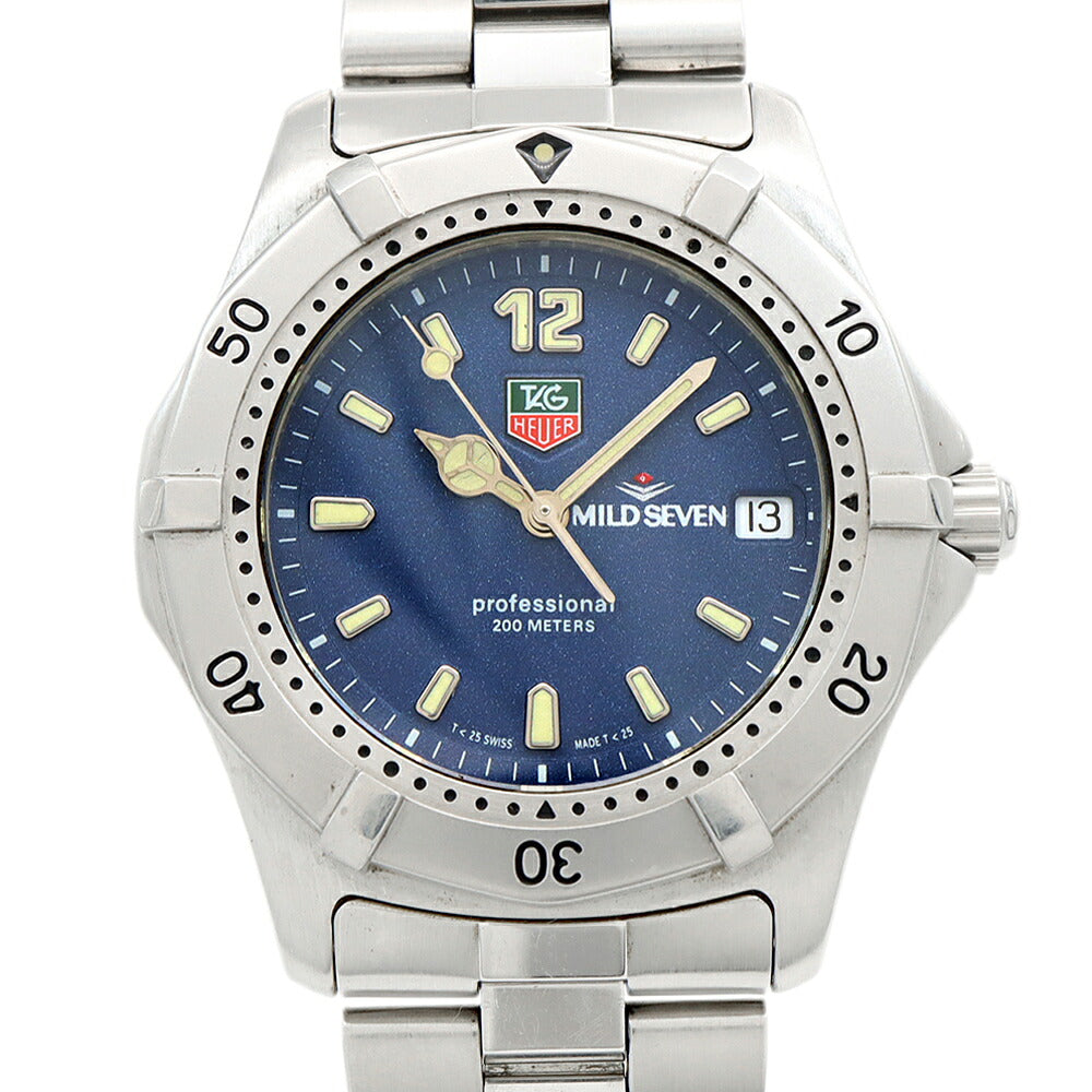 電池交換済 TAG Heuer タグホイヤー 2000シリーズ プロフェッショナル マイルドセブン WK1113 デイト 200m防水 青 ブルー SS ステンレス メンズ クォーツ【6ヶ月保証】【腕時計】【中古】