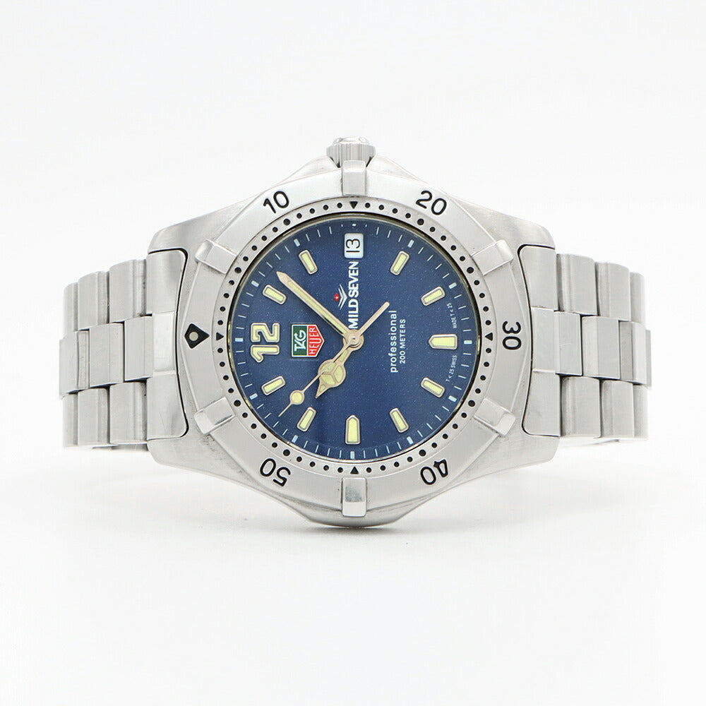 電池交換済 TAG Heuer タグホイヤー 2000シリーズ プロフェッショナル マイルドセブン WK1113 デイト 200m防水 青 ブルー SS ステンレス メンズ クォーツ【6ヶ月保証】【腕時計】【中古】