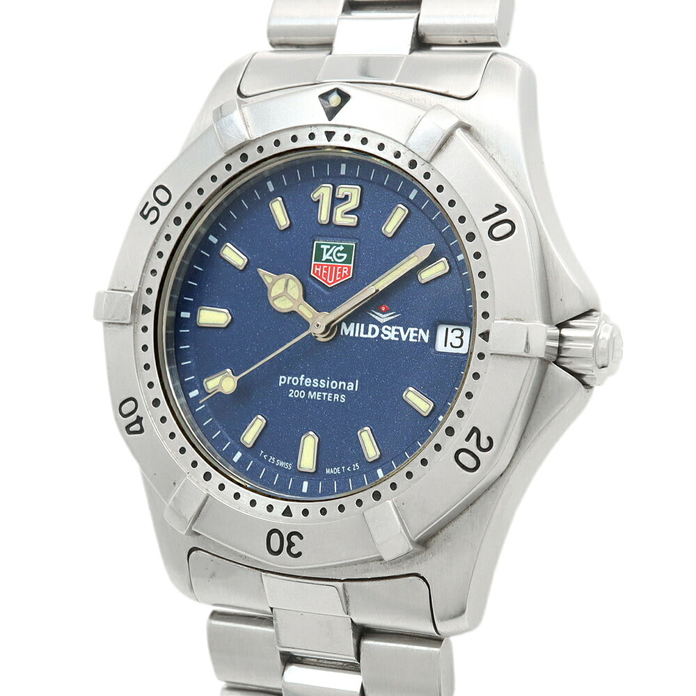 電池交換済 TAG Heuer タグホイヤー 2000シリーズ プロフェッショナル マイルドセブン WK1113 デイト 200m防水 青 ブルー SS ステンレス メンズ クォーツ【6ヶ月保証】【腕時計】【中古】