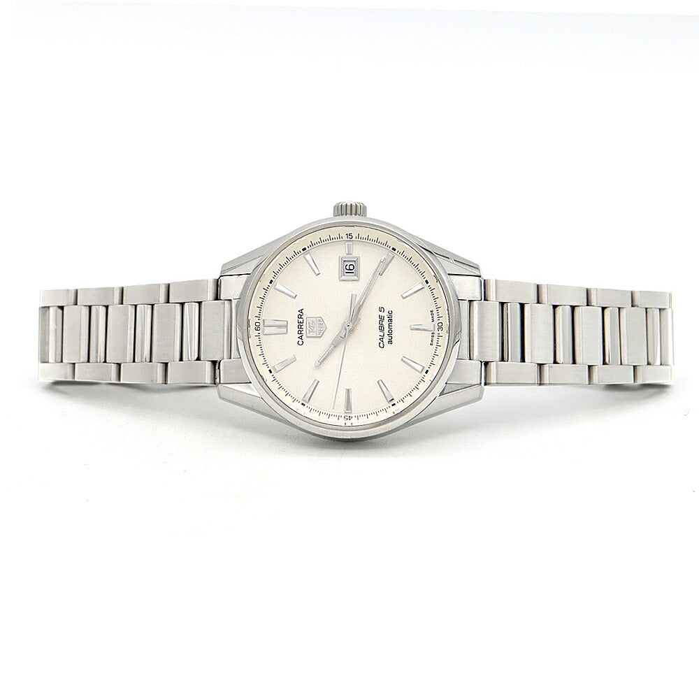 Internally inspected TAG Heuer Carrera Caliber 5 WAR211B 100m Water Resistant Date Back Skelton Silver SS Stainless Steel Men's Automatic Winding [6 Month Warranty] [Watch] [Used]