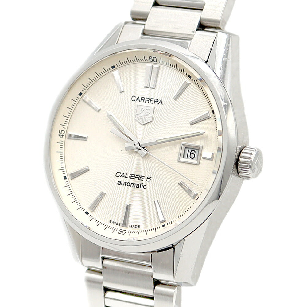Internally inspected TAG Heuer Carrera Caliber 5 WAR211B 100m Water Resistant Date Back Skelton Silver SS Stainless Steel Men's Automatic Winding [6 Month Warranty] [Watch] [Used]