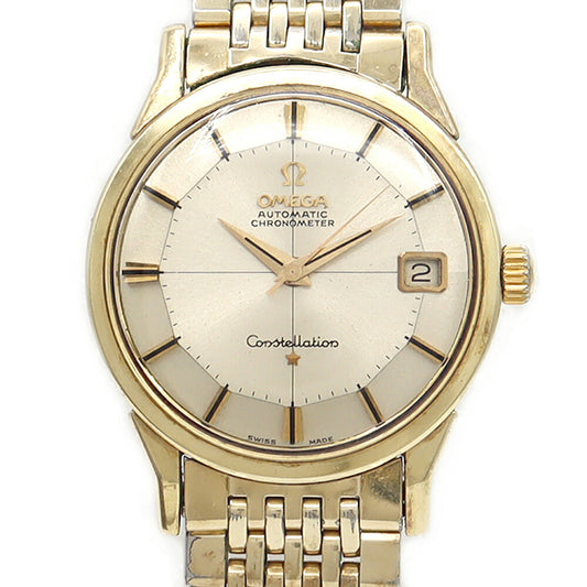 OMEGA Constellation Chronometer 14902 Cal.561 24 Jewels Date Silver YGP Yellow Gold Men's Automatic Winding Antique Vintage [Watch] [Used]