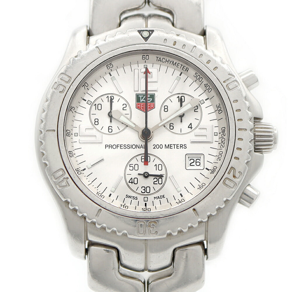 電池交換済 TAG Heuer タグホイヤー リンク クロノグラフ CT1112 デイト 200m防水 シルバー SS ステンレス メンズ クォーツ【6ヶ月保証】【腕時計】【中古】